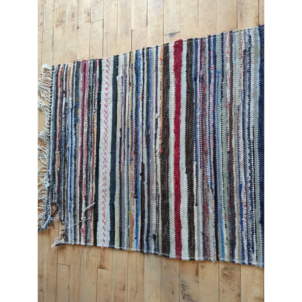 Antique Imported Swedish Hand Made Rag Rug‎ Runner (26.25